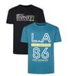 Thumbnail Petrol LA and black Bronx print T-shirt twin pack.